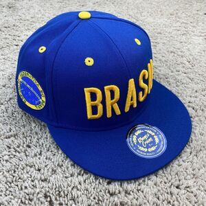 Brasil Rings &‎ Crwns Hat Country Pride Logo Fitted 7 3/4 Royal Blue w/Gold Cap